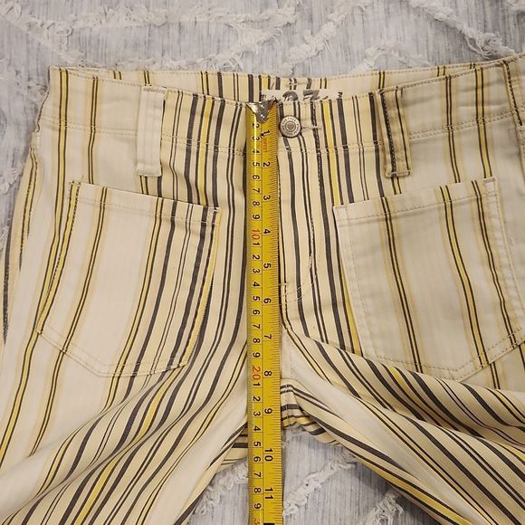 Free People yellow striped, frayed hem kick boot jeans size 27! - Picture 10 of 12